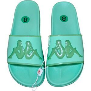 Aqua KAPPA Adam Unisex Slides With Clear KAPPA Logo, Size 41